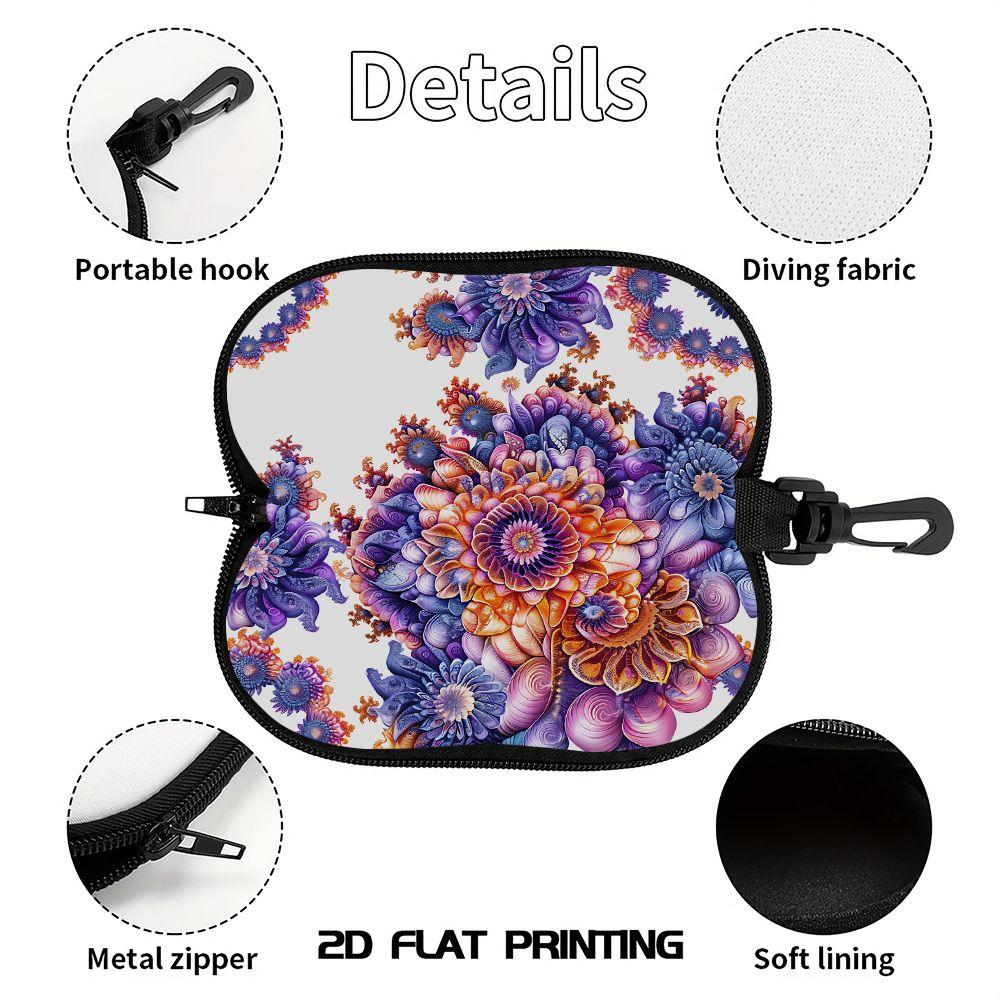 2D-Bohemian Floral Pattern Zipper Sunglasses Case, Protective Eyewear Container with Artistic Flower Print, Portable Spectacles Holder for Travel Home