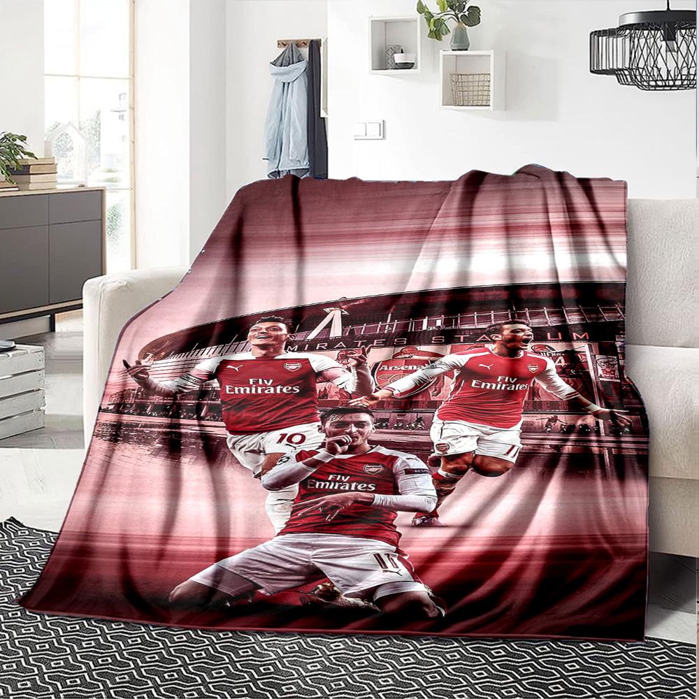 Arsenal Football Player Blanket Soft Warm Cozy Great for Picnics Office Chair Four Seasons Multipurpose Modern Style Gift for Travel Home Birthdays
