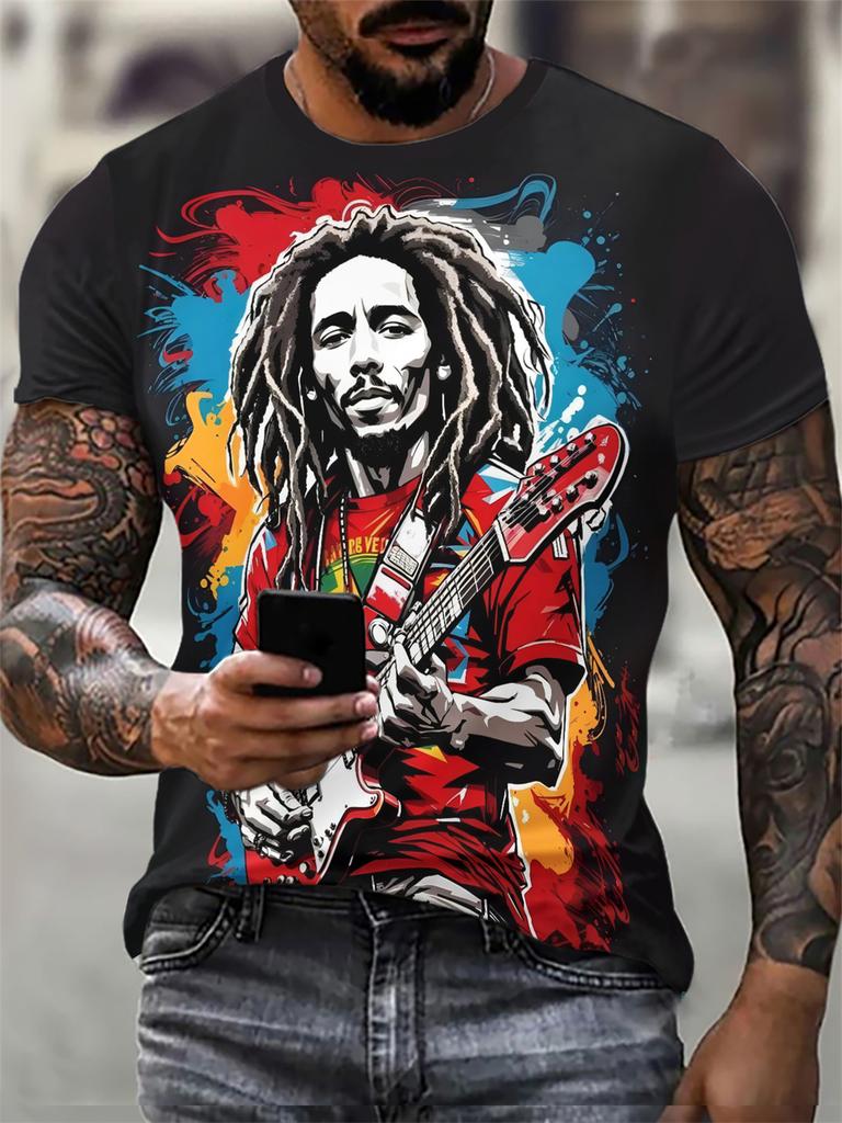 Новая винтажная мужская футболка Rock Boy Graphics 3D Print Fashion Summer с круглым вырезом и коротким рукавом Повседневная уличная одежда Пуловеры Футболки Топы