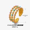 316L Stainless Steel Enameled Flower Leaf Ring for Women Colored Dripping Glaze Series Water Resistant Rings Luxury Jewelry Gift