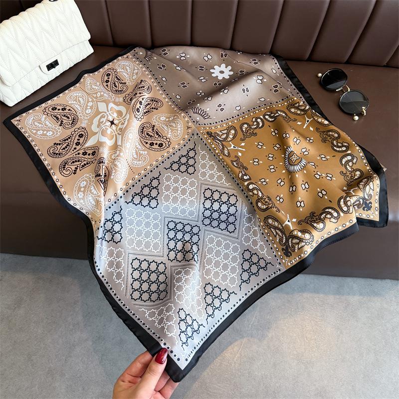 Luxury Cashew Print Female Neck Scarf Soft Satin Women Square Hair Scarves Foulard Head Band Shawls Wraps Neckerchief Bandana