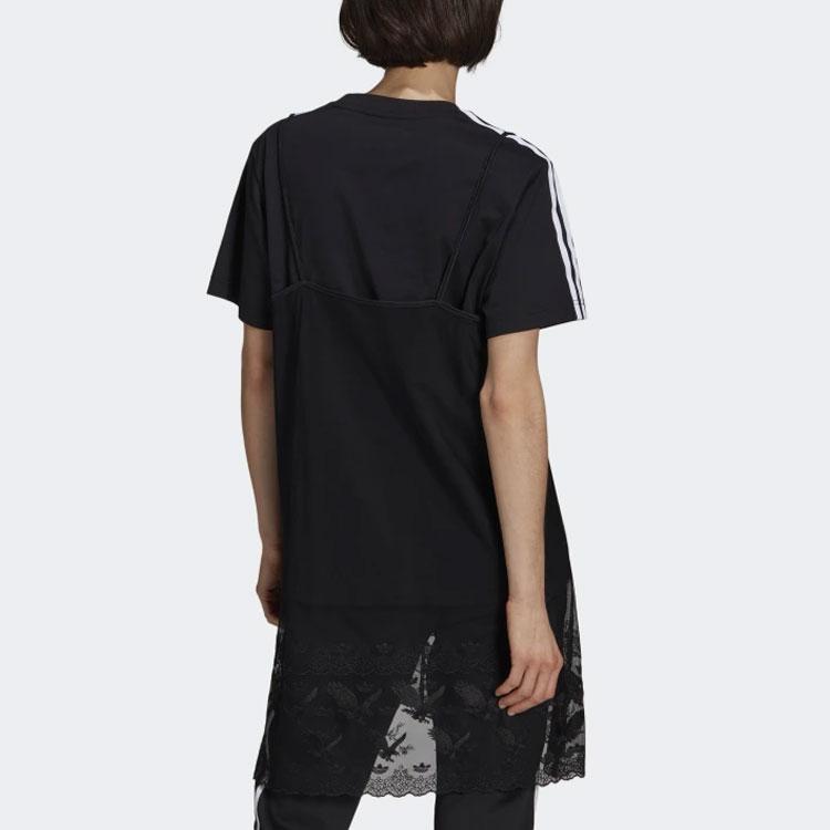 adidas Originals X Только химчистка Коллаборация Серия Спортивный образ жизни Повседневный спорт Кружево Короткий рукав Дышащее Платье Женские платья Черный H59018
