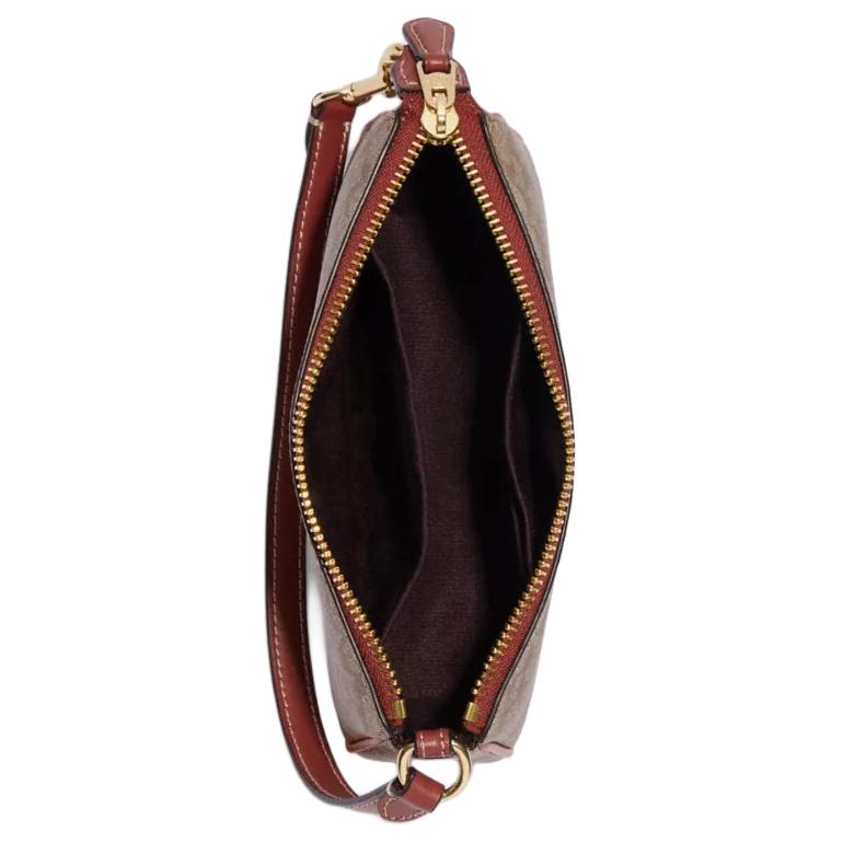 Coach Nolita 19 Классическая Монограмма Застежка-молния Покрытие из Канвы и Гладкая Кожа Клатч на Запястье Маленький Женский клатч Хаки Терракотовый CE698-IMS4L