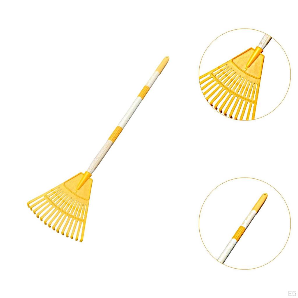 14 Garden Rake Steel Tool with Wood Handle for Kids Yard