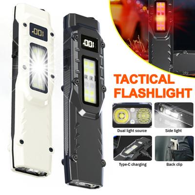 Портативный EDC фонарик USB перезаряжаемый светодиодный фонарик IPX44 водонепроницаемый светодиодный рабочий свет для аварийного кемпинга, черный