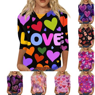 Женская модная повседневная футболка с круглым вырезом и рукавом три четверти с карнавальным принтом