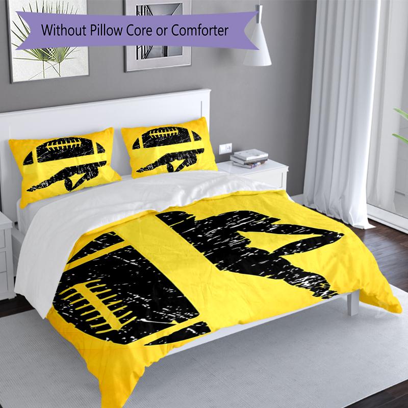 3pcs Pittsburgh Steelers Duvet Cover Set, Includes 1 Duvet Cover and 2 Pillowcases,Skin-Friendly&Comfortable Fabric,Suitable Bedding Sets