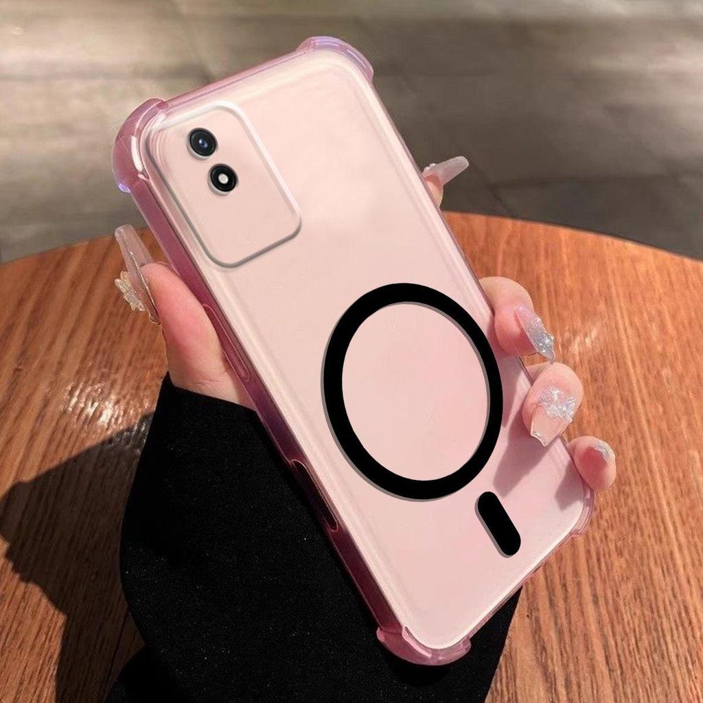 Самодельный силиконовый чехол с магнитным кольцом для Vivo Y02t, противоударный, с защитой углов-подушек безопасности