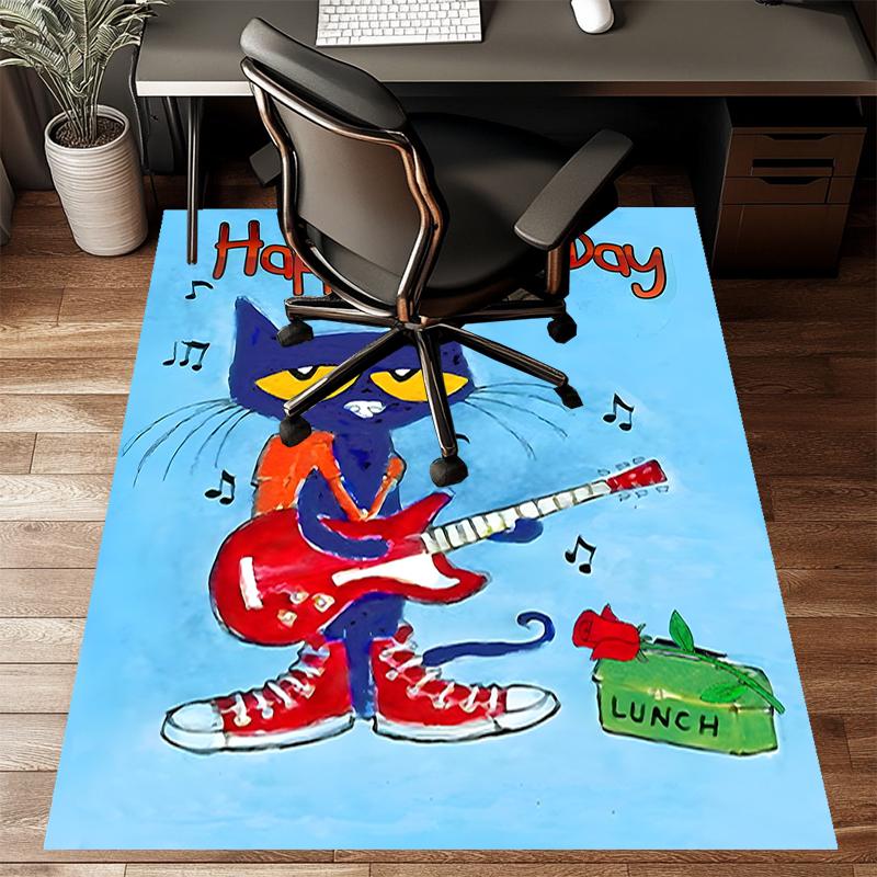 pete the cat Polyester Carpet, Soft Indoor Mat for Office Chair, Living Room, Computer Desk - Decorative Home Office Rug Design
