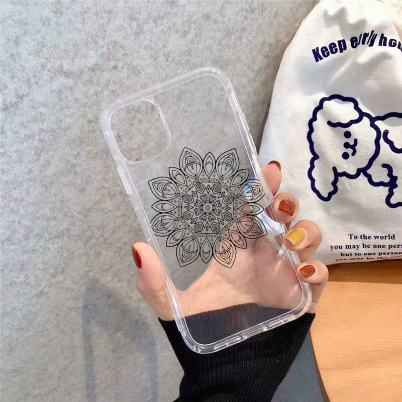 Чехол для телефона с изображением цветов мандалы art line, прозрачный мягкий чехол для iphone 12 11 13 7 8 6 s plus x xs xr pro max mini