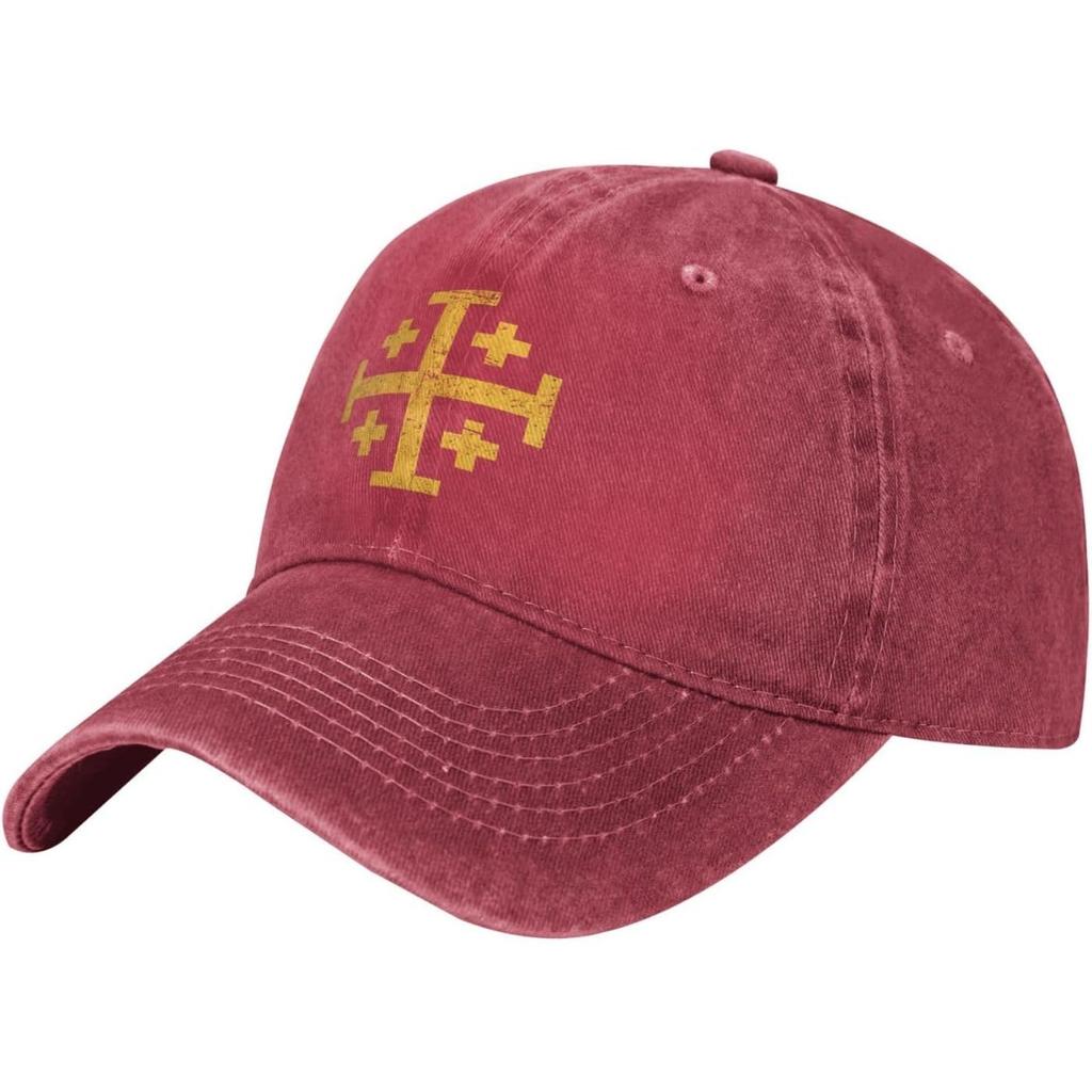 Jerusalem Cross Washed Baseball Cap Vintage Low Profile Cotton Dad Hat for Unisex