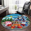 Robocar Poli,Rescue Station Chair mat Round Rug-Office carpet, Machine Washable, Non-slip, Suitable for Living Rooms, Bedrooms, Entryways, a