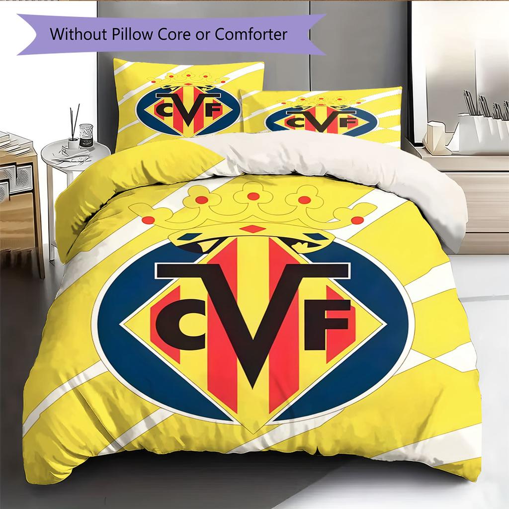 Villarreal CF logo Bedding Quilt Set Quilt Cover Pillowcase Home Decoration Birthday Gift (1 * duvet cover + 2 * pillowcase, without core)
