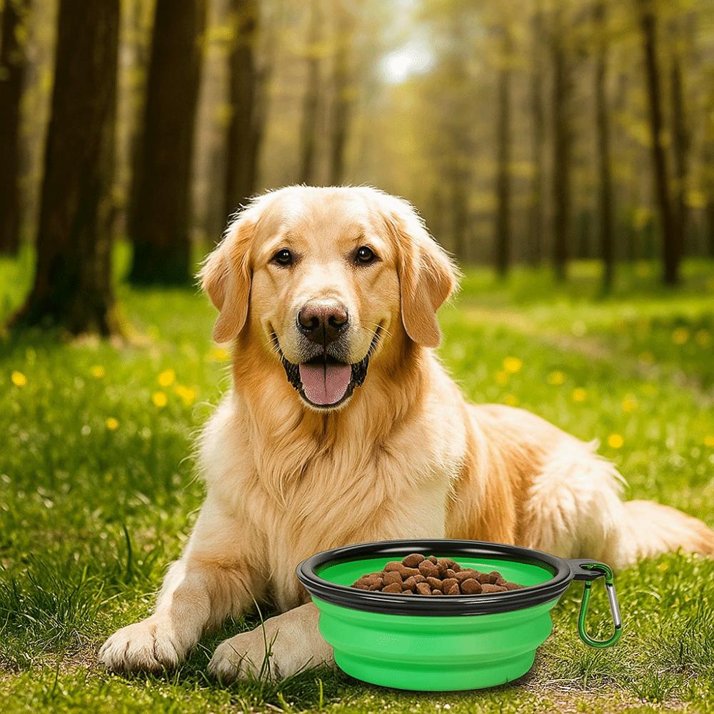 Silicone Collapsible Dog Bowl Large Capacity with Cover and Hook Dog Food Water Basin Space Saving Pet Water Food Dish