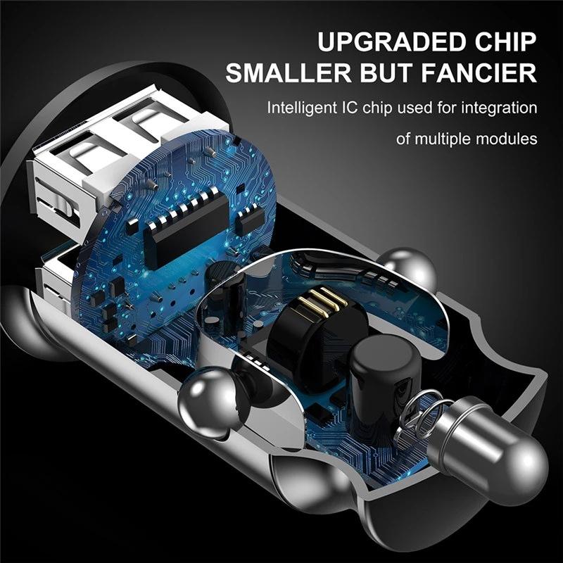 Автомобильное зарядное устройство Mini Usb с 2 портами, 15 Вт, быстрая зарядка Qc, разъем для зарядки телефона для Iphone 13 12 Ipad Airpods Huawei Samsung Xiaomi 11 Lg