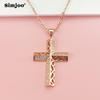 SIMJOO модное ожерелье из розового золота, креативная подвеска с крестом и цирконом