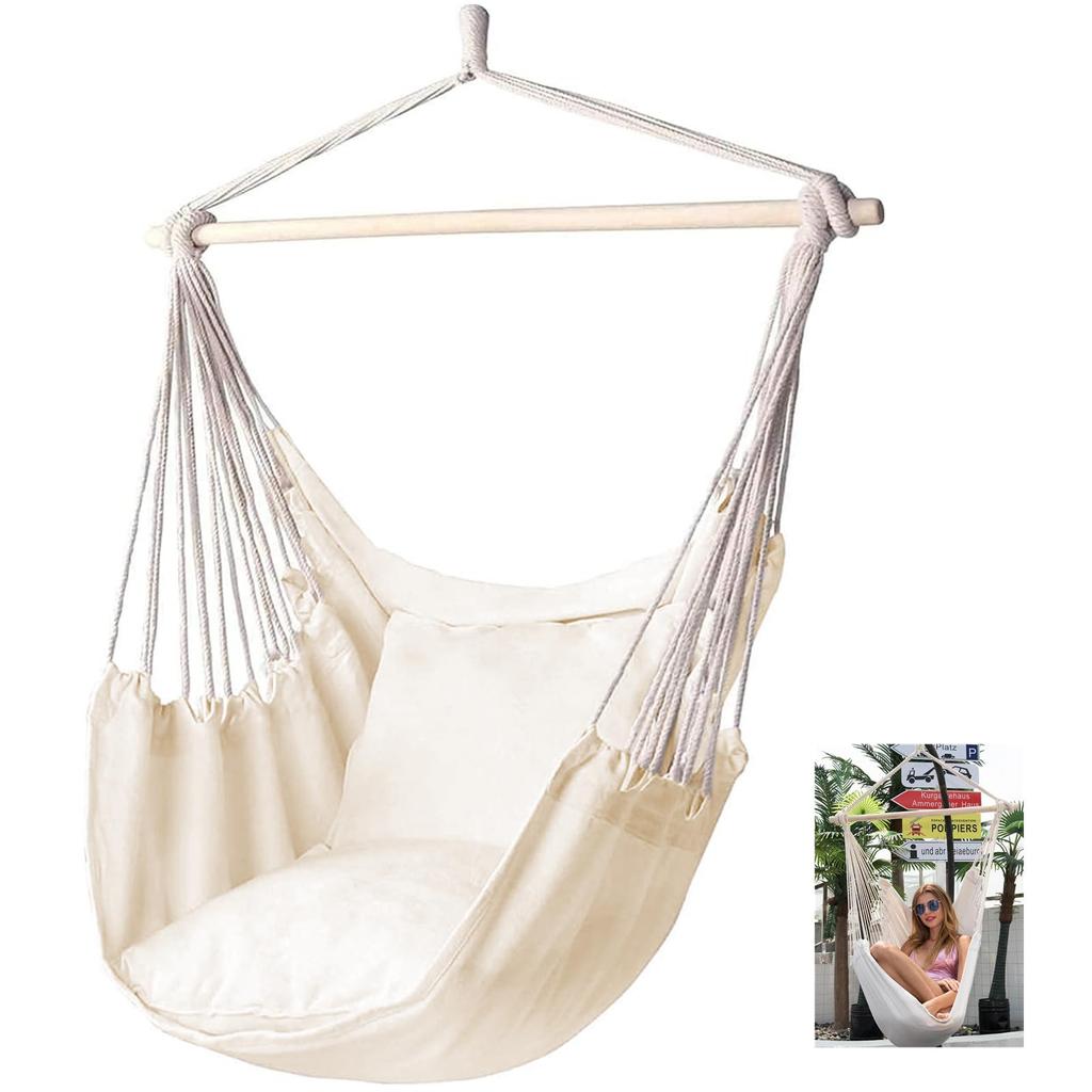 Samkos Hammock Chair Hanger Rack Swing Chair Compact Chair Hammock For Indoor and Outdoor Use Folding Hanging Chair Park Outdoor Camping Pole Hanging