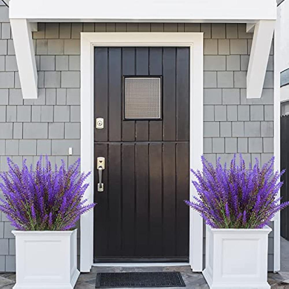 12 связок искусственных цветов лаванды, стойкие к ультрафиолетовому излучению, искусственные цветы для улицы, не выцветающие, искусственные пластиковые растения для украшения оконных ящиков и крыльца в саду