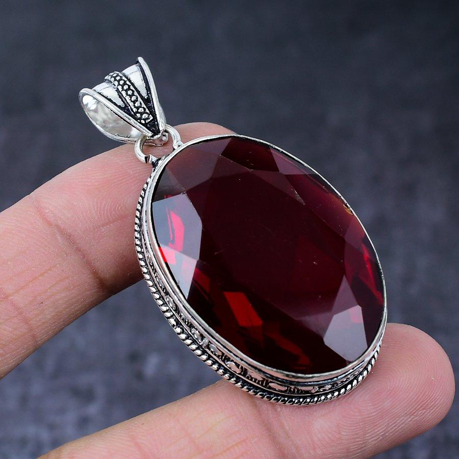 Подвеска из серебра 925 пробы с мозамбикским гранатом ручной работы в этническом стиле 2,29 дюйма d9g89