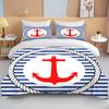 10 Sizes Marine Anchor Pattern Duvet Cover Set Bedding Set Ultra Soft Quilt Cover and Pillowcases for Kids Teens Boys Bedroom