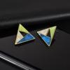Trendy 925 Silver Triangle Colorblock Geometric Stud Earrings for Women