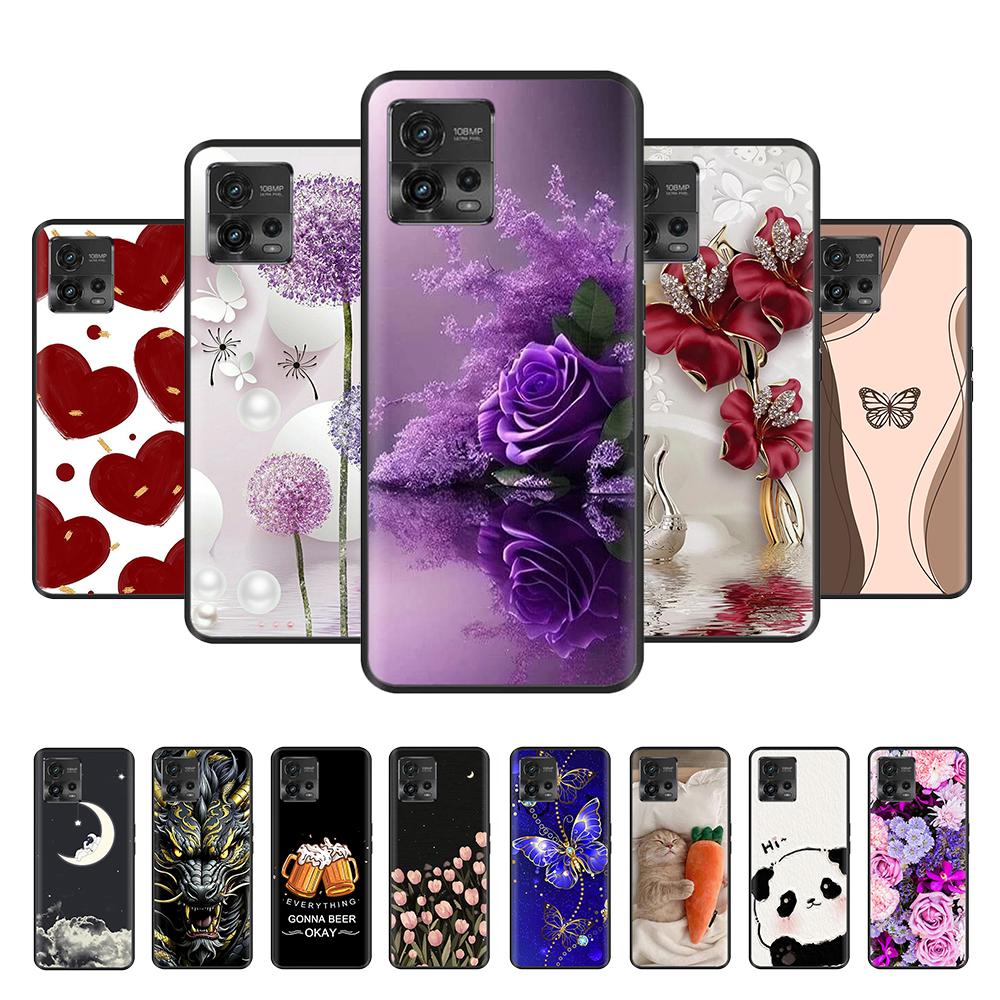 For Moto G72 Case Couple Panda Phone Back Cover For Motorola G72 Cover MotoG72 G 72 Protective Soft Liquid Silicone Funda Bumper