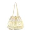Harujio Tote Frilled Tote Shoulder Drawstring Travel Popular Bag, Bag, Bag, Bag, Women's, White, Black, Stylish, Cute, Bag, Trendy, (White)