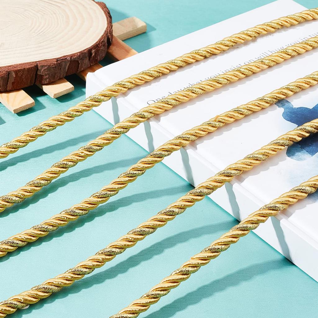 PH PandaHall Braid Twisted Diameter Hair Braided Japanese Craft Взрослый шнур Длина 18 м, золотой, прибл.. 8мм, Орнамент, Одежда, Obijime, Нить,