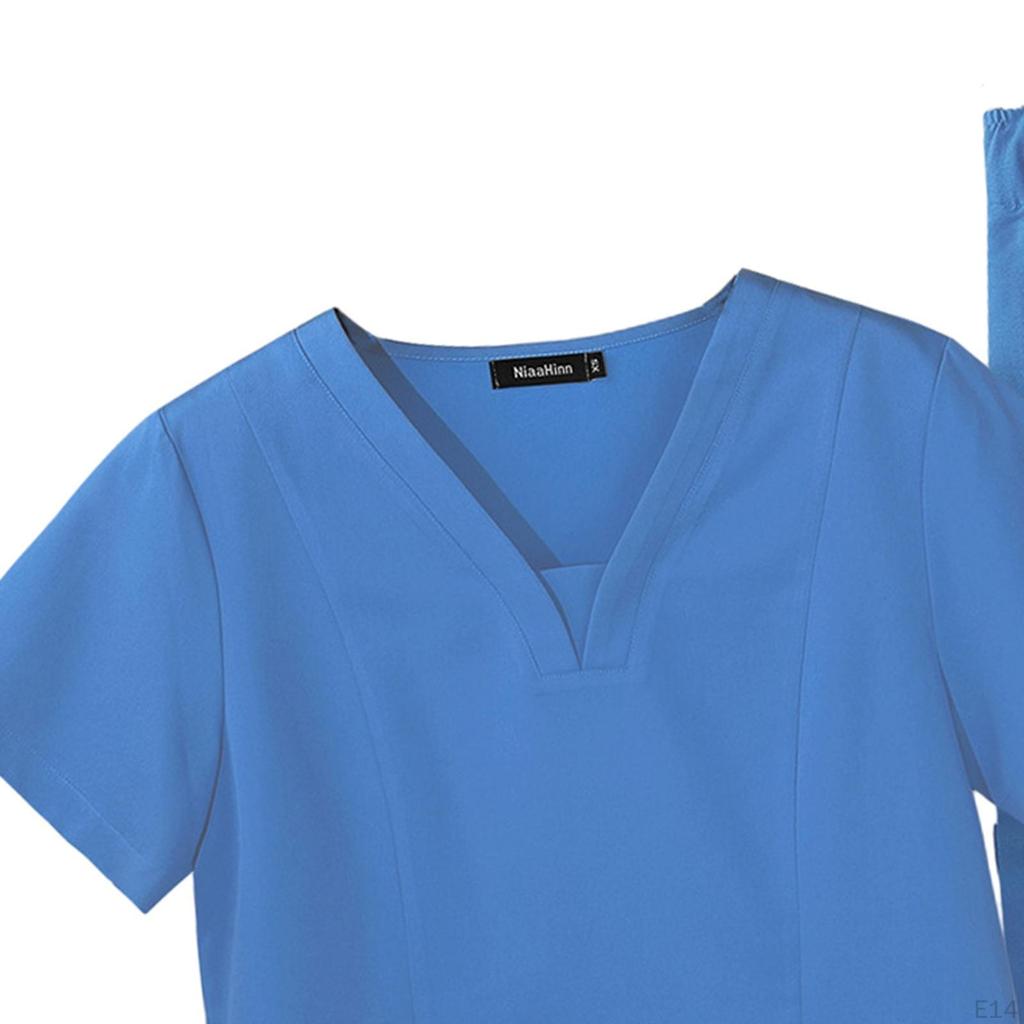 Женский костюм-комбинезон с множеством карманов, V-образным вырезом, короткими рукавами, легкая рабочая одежда для медсестры