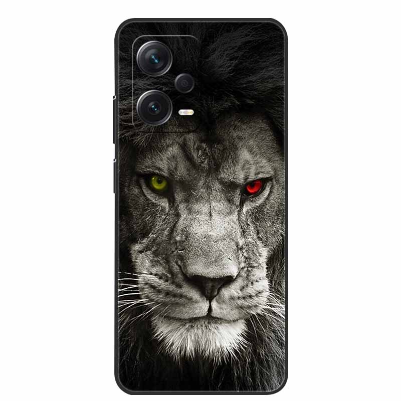 Мягкий чехол для Xiaomi Redmi Note 12 Pro 5G Черный ТПУ Силиконовый Чехол для Redmi Note 12 Turbo 5G / Note12 Pro Plus Pro+ Волк
