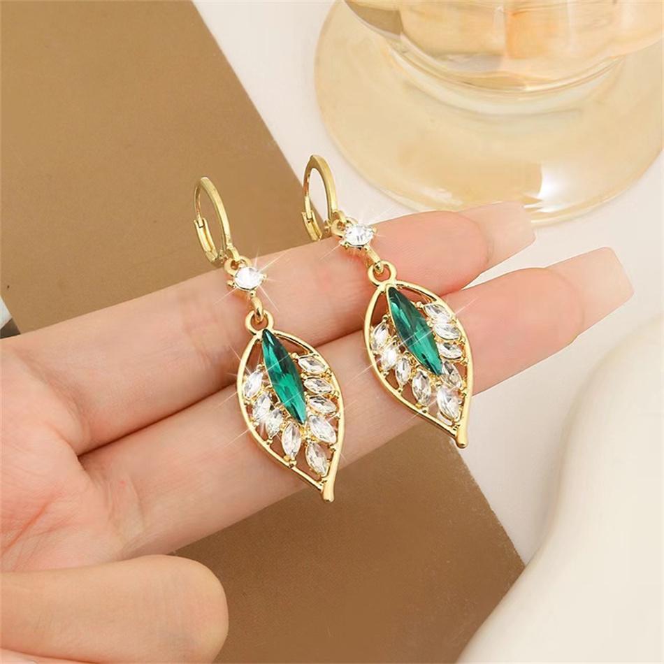 Серьги-подвески с длинными кисточками в форме листа зеленого циркония для женщин, темпераментный подарок, бижутерия, корейские ювелирные изделия, подвески, букле д'орей