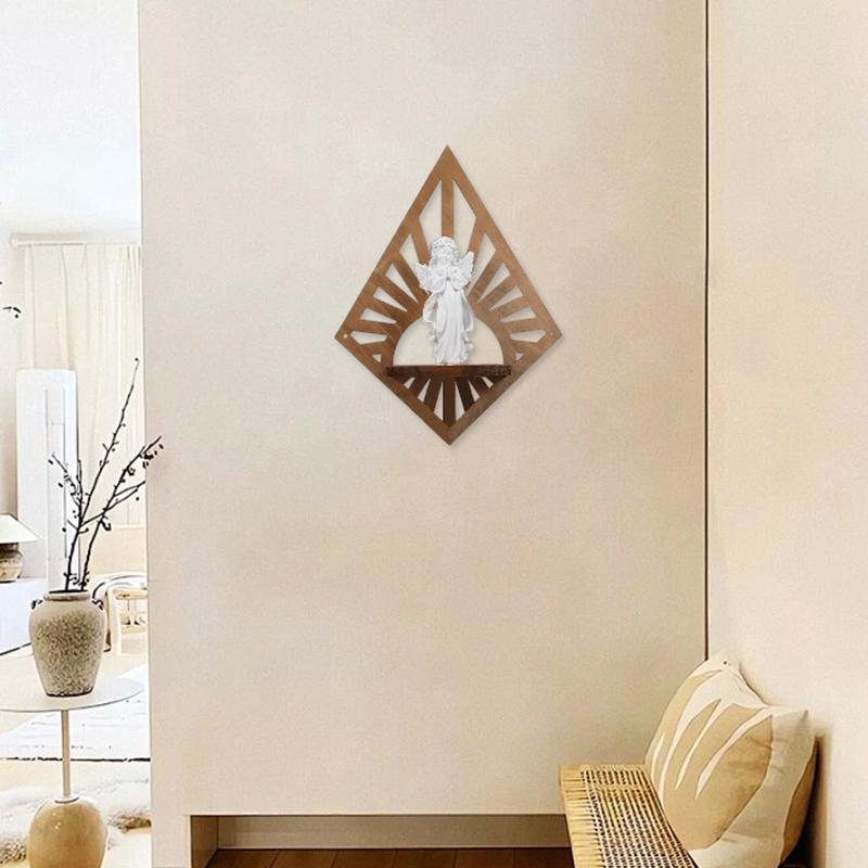 1шт сосновая геометрическая настенная рамка декоративная настенная витрина настенная подвесная стойка ретро полка для хранения свечей плавающая полка 11x14 дюймов