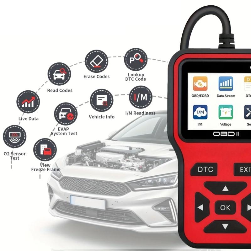 Эффективный OBD2 сканер V500, автомобильный диагностический инструмент с потоком данных в реальном времени и считывателем кодов неисправностей для 12-вольтовых автомобилей