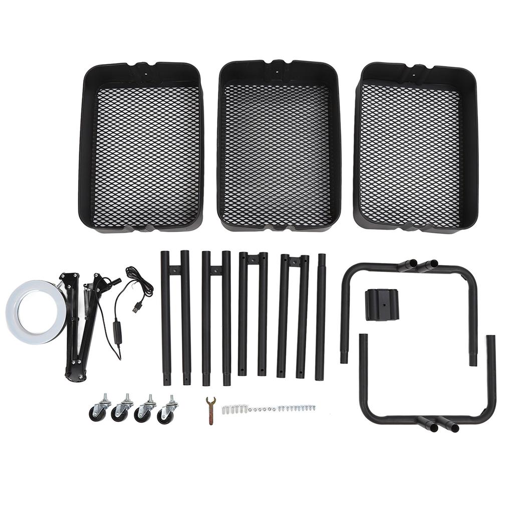 Salon Rolling Cart 3 Layers Salon Trolley Cart Space Saving Hair Salon Beauty Cart with LED Lights