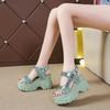 Korean Style Rhinestone Platform Velcro Sandals - 2024 Summer Collection