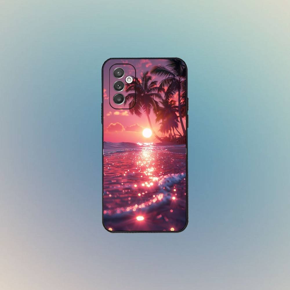 Чехол для телефона 'Пляжный закат и пальма' для Samsung S 25,24,23,22,30,21,10,9,Ultra,Plus,Lite,FE,4,5 G Черный мягкий чехол