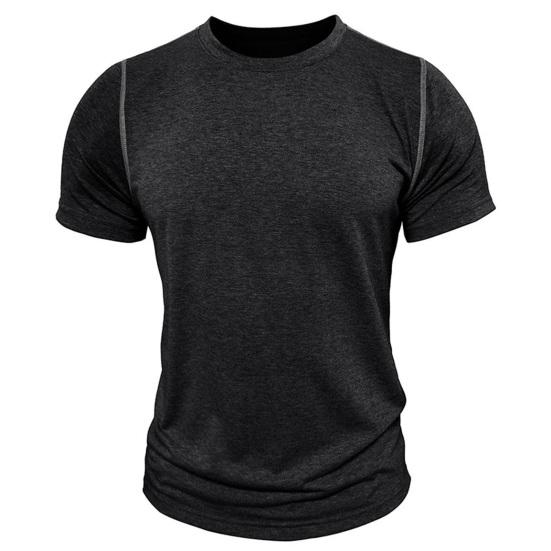 Men's Round Neck T-shirt Cotton Solid Color Short Sleeve Basic Tee Pullover