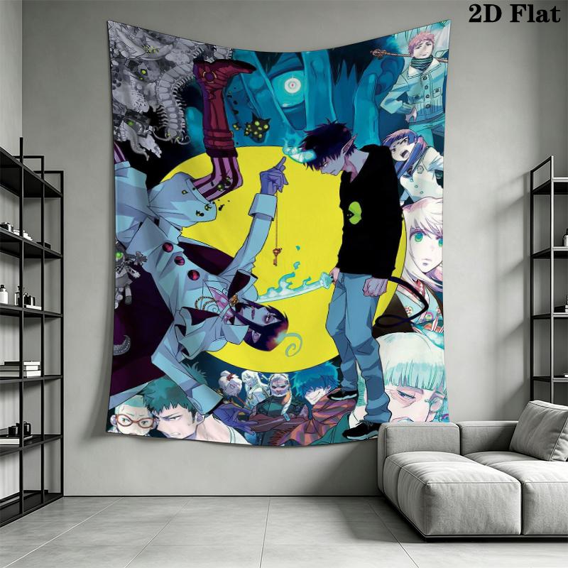 Blue Exorcist Wall Tapestry Aesthetic Wall Hanging Printed Fabric Blanket Decorative Tapestries for Bedroom Living Room Home Decor
