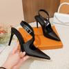 Women High Heels 2025 Spring New Arrival Pointed Toe Cross Strap Black Thin Heel Sandals Shoes Slip-Resistant Sole Fashion