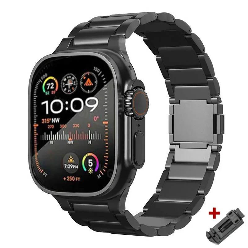 Мужской титановый ремешок для Apple Watch Ultra 2 49 мм 46 мм 42 мм 45 44 40 41 38 мм Металлический роскошный ремешок для iwatch 10 9 8 7 6 5 se Браслет
