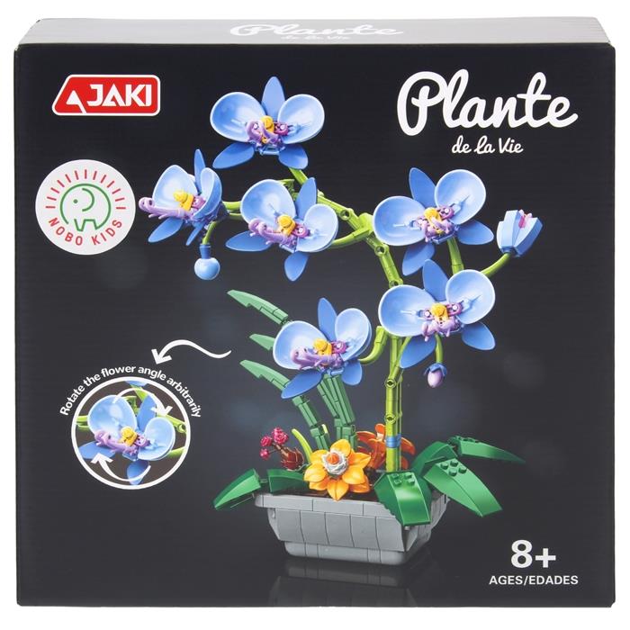 Construction Blocks Flower Orchid Blue Bouquet in Pot 581 pcs