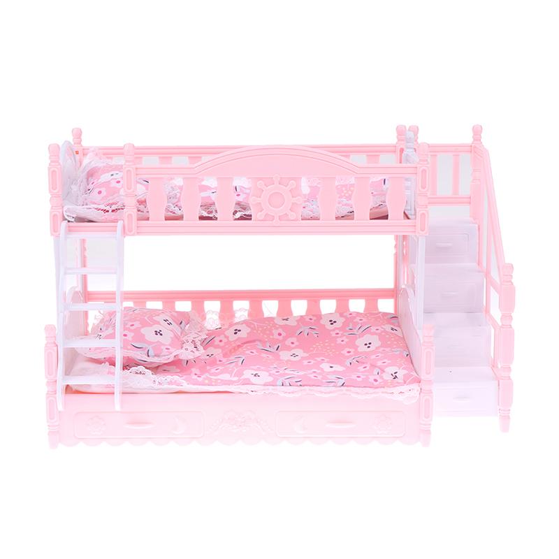 Creative Doll Double Bed Sheet Pillow Bunk Bed Toy Play House Accessories