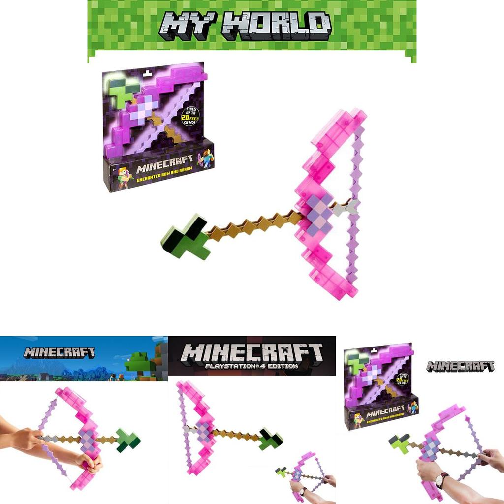 Игрушечный розовый лук и стрелы Minecraft для детей, пластиковый материал, размер упаковки 38*35,5 см