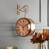 Copper Dual Side Victoria Station Dial Metal Carving Clock With Metal Stand Station Clock