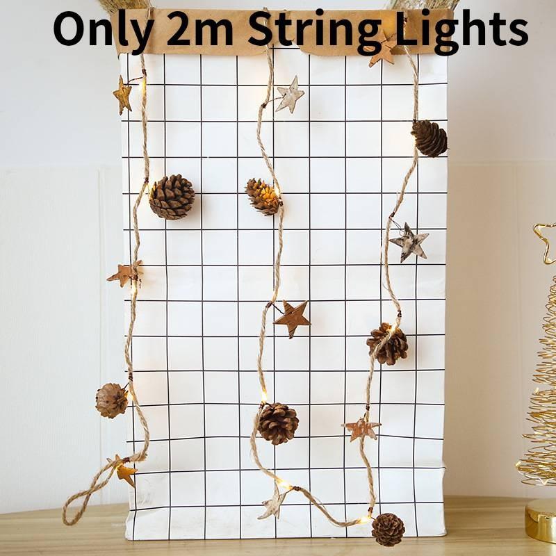 2м Рождественская светодиодная гирлянда с сосновыми шишками, работающая от батареек, украшения для рождественской елки, лампа