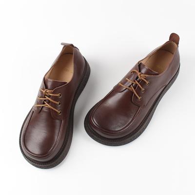 Модные женские туфли ручной работы из коровьей кожи в стиле ретро с плоской подошвой, туфли из натуральной кожи на толстой подошве, цвет черный коричневый