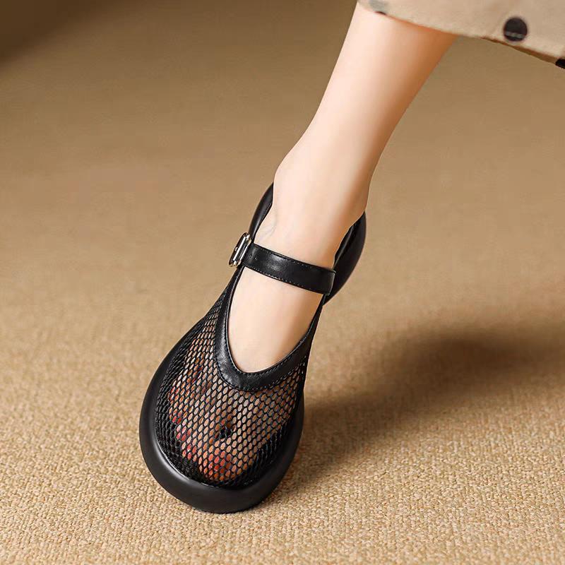Модные осенние новые туфли на грубом каблуке, женские модные туфли с круглым носком и мелким горлом из сетчатой ткани, дышащие низкие туфли