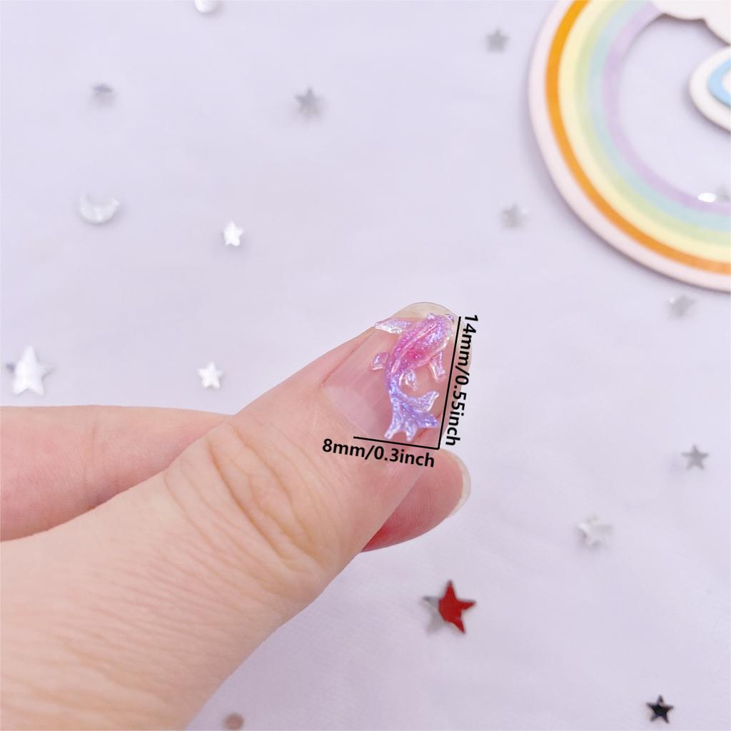 100 шт. смолы мини-блеск красочный градиент Золотая рыбка искусство ногтей плоская задняя часть стразы аппликации DIY альбом серьги декор аксессуары ремесла