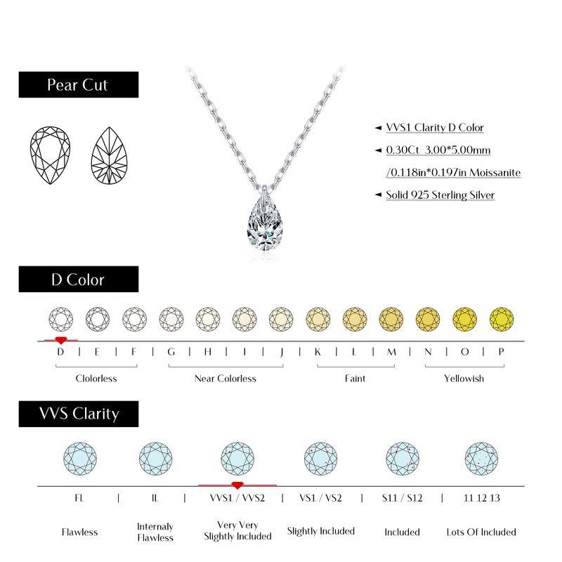 MODIAN Water Drop Moissanite Necklace 925 Sterling Silver Simple Link Chain Fashion Pendant Necklace For Women Fine Jewelry