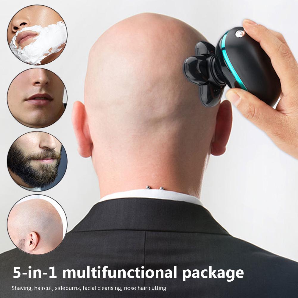 Мужская электробритва Машинка для стрижки лысой головы Электробритва 5 плавающих головок Триммер для бороды, носа, ушей, машинка для стрижки волос Щетка для лица